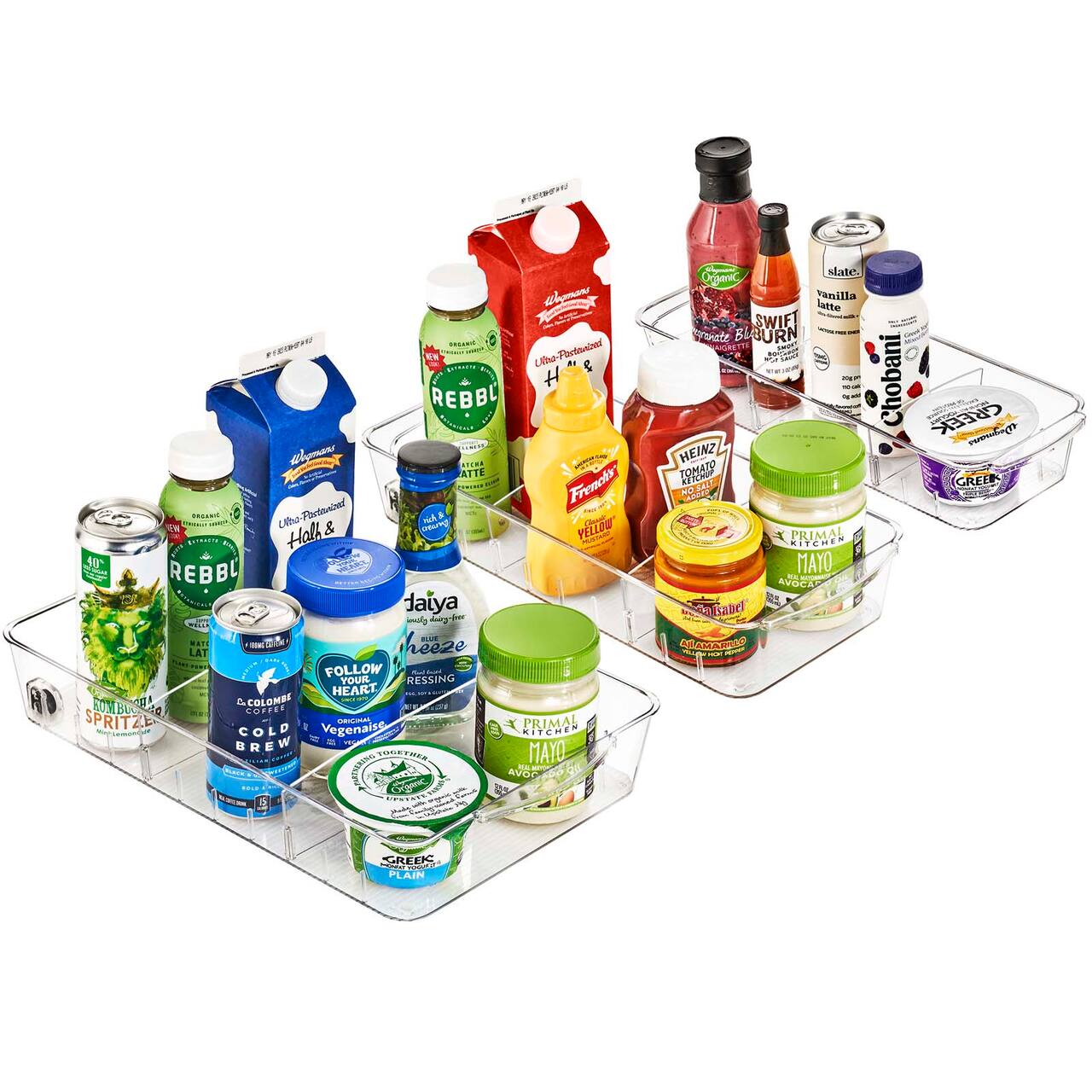 Sorbus Clear Organizing Bins on Wheels with Removable Dividers Set